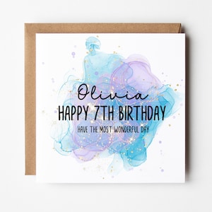 7e anniversaire | Carte personnalisée pour le 7e anniversaire