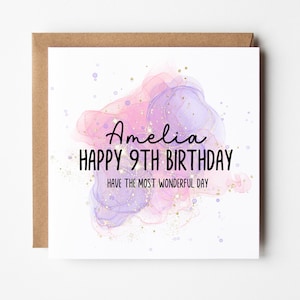 9e anniversaire | Carte personnalisée 9e anniversaire
