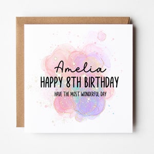 8e anniversaire | Carte personnalisée pour le 8e anniversaire