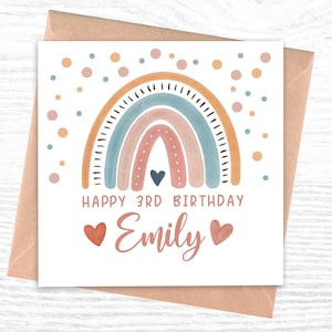 Personalised 3rd Birthday Card Rainbow | 3rd Birthday Card | Rainbow Birthday Card