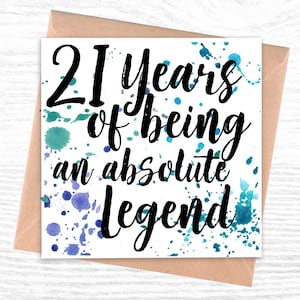 Carte 21e anniversaire pour lui | carte d'anniversaire | 21 ans à être une légende absolue
