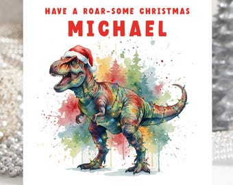 Personalised Christmas Dinosaur Card - Have a Roar Some Christmas