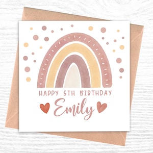 Carte personnalisée pour 5e anniversaire | 5ème carte d'anniversaire | Carte d'anniversaire arc-en-ciel