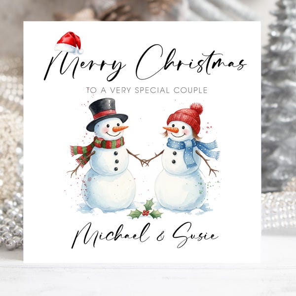 Personalized Christmas Card For Couple, Friends, Son & Daughter-in-Law - Custom Names Inside & Out, UK Made