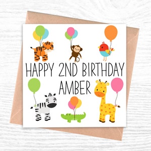 Tarjeta de cumpleaños de 2º cumpleaños para niña, tarjeta de cumpleaños  para fiesta de criatura, tarjeta de feliz cumpleaños para niña de 2 años