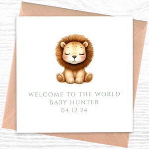 carte personnalisée nouveau-né | carte nouveau-né | Nouvelle carte bébé | Carte Lion