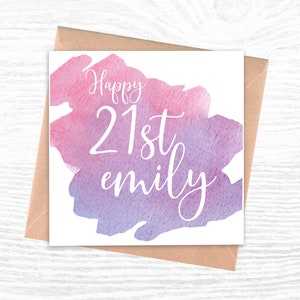 Personalised 21st Birthday Card for her | Happy 21st | Personalise with any name
