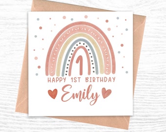 Personalised 1st Birthday Card Rainbow | 1st Birthday Card | Rainbow Birthday Card