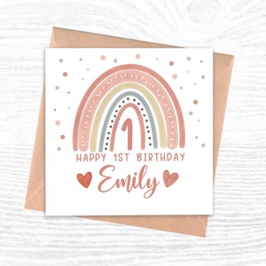 Carte d'anniversaire personnalisée arc-en-ciel | Carte 1er anniversaire | Carte d'anniversaire arc-en-ciel