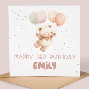Ballon d'ours personnalisé pour 3e anniversaire | Carte 3e anniversaire