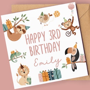 Carte d'anniversaire personnalisée pour fille | 3ème carte d'anniversaire | 3e carte d'anniversaire