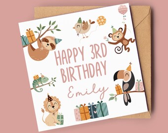 Carte d'anniversaire personnalisée pour fille | 3ème carte d'anniversaire | 3e carte d'anniversaire