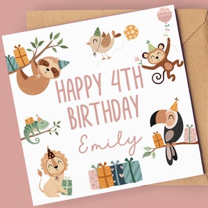 d'anniversaire personnalisée pour fille | 4e anniversaire | 4e carte d'anniversaire