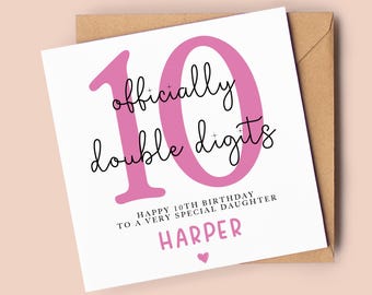Personalised 10th Birthday Card | 10th Birthday, double digits card for daughter