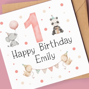 Carte d'anniversaire pour elle | 1er anniversaire d'animaux de Zazzle.be Liste d'envies Vous avez des idées ? Carte 1er anniversaire d'animaux aquarelles