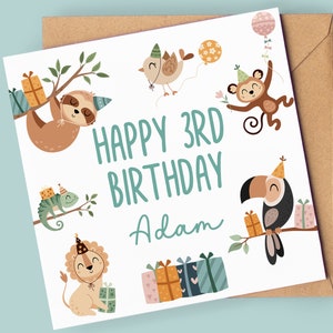 Carte d'anniversaire personnalisée pour garçon | 3ème carte d'anniversaire | 3e carte d'anniversaire