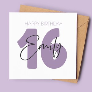 Carte d'anniversaire personnalisée pour elle | 16e anniversaire | Joyeux 16e anniversaire