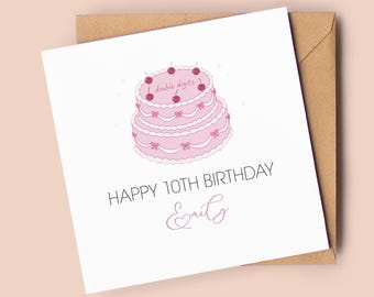 Personalised 10th Birthday Card | 10th Birthday, double digits card for daughter