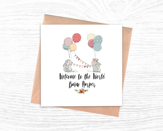 Personalised New baby Card Newborn Card Welcome to the world