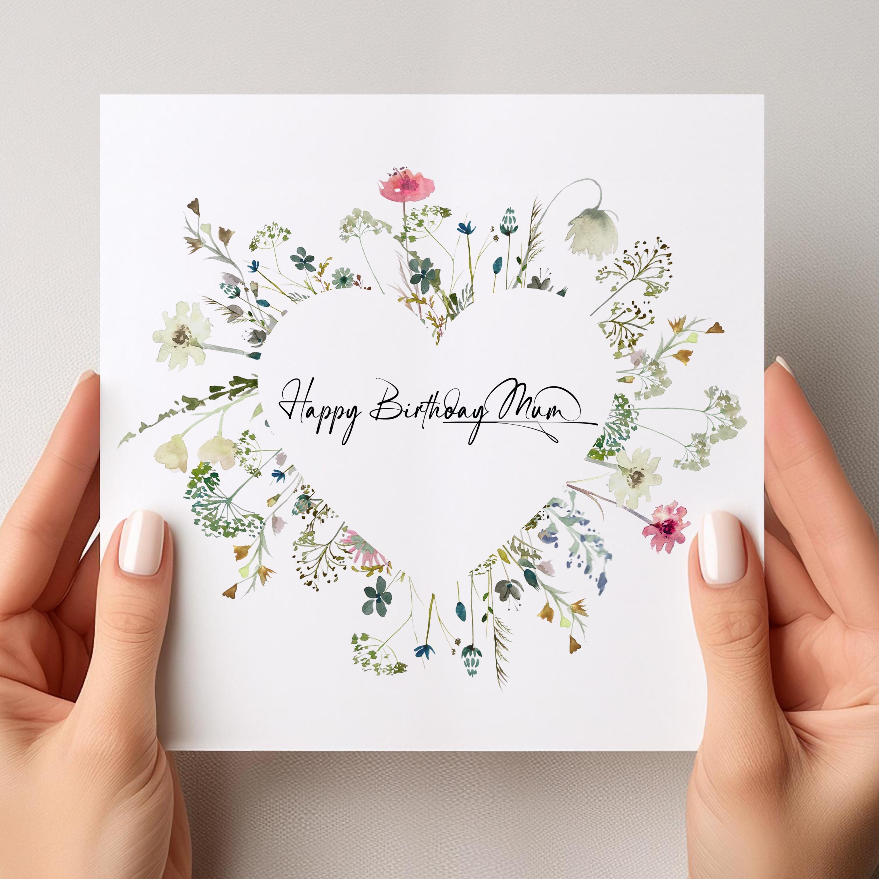 Happy Birthday Mum Greeting Card | A5 Size Floral Design With 'With Love Always' | Includes Envelope