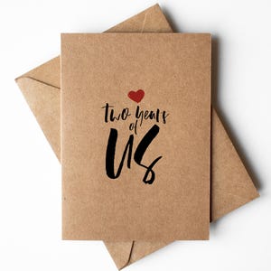 Carte 2e anniversaire pour lui imprimée sur carte Kraft | 2e anniversaire | 2 ans avec nous