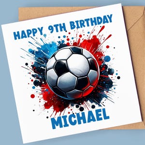9e anniversaire pour garçon fils cousin neveu | Carte d'anniversaire de football