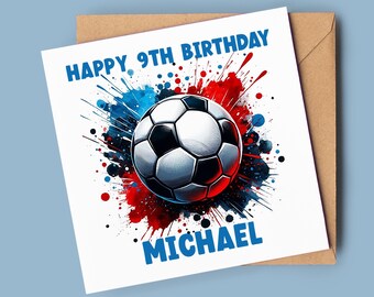 9e anniversaire pour garçon fils cousin neveu | Carte d'anniversaire de football