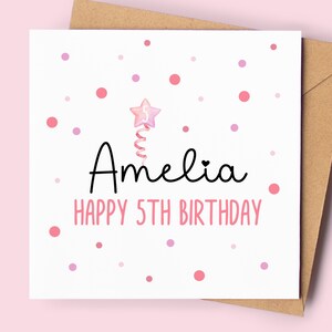 Carte personnalisée pour 5e anniversaire | 5ème carte d'anniversaire | Carte d'anniversaire ballon