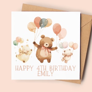 Carte d'anniversaire personnalisée pour garçon ou fille | Carte 4e anniversaire