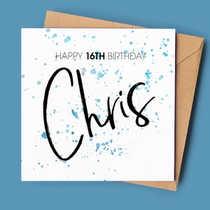 Carte d'anniversaire personnalisée pour lui | 16e anniversaire | Joyeux 16e anniversaire