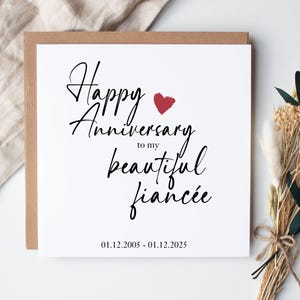 Carte d'anniversaire personnalisée pour fiancée - Personnalisée avec date d'anniversaire