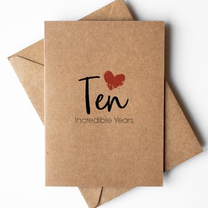 Carte 10e anniversaire pour lui imprimée sur carte Kraft | 10 années incroyables