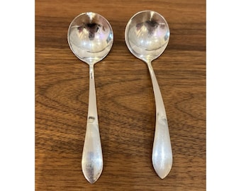 2 Antique Weidlich Stratfield Sterling Silver Soup Spoon 1930's