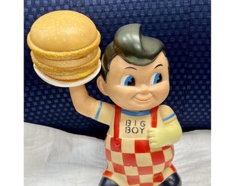 Vintage 1999  Bob's Big Boy Vinyl Coin Bank Funko Smoke Odor As Is