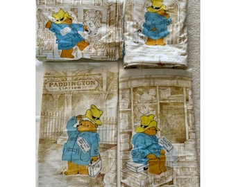 Vintage Paddington Bear Full Sheet Set, 2 Pillowcases, Flat, Fitted