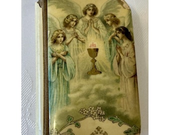 Antique 1926  Ukrainian Celluloid Guardian Angel  Catholic Pocket Prayer Book