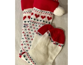 2 Vintage Christmas Stockings Multicolor Color