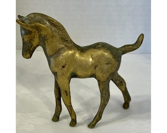 MCM Modern Solid Brass Foal , Pony  Paperweight