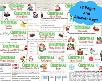 18 Printable Christmas Game Bundle, Christmas Party Games, Christmas Games Printable, Instant Download,  Christmas Family Games