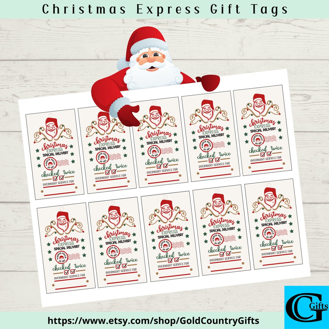 Christmas Express Printable Gift Tags, Instant Download, Personalized