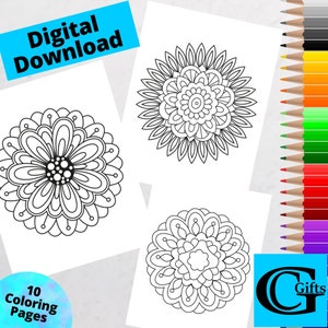 Mandala Coloring Sheets, Adult Coloring Sheets, Printable Art, Geometric Pattern, Instant Download, Adult Coloring PDF, Kids Coloring Sheets