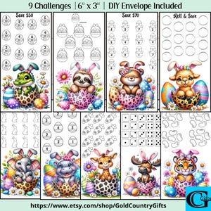 Easter Savings Challenge Trackers & DIY Cash Envelope Printable, Savings Challenge Printable, Savings Tracker