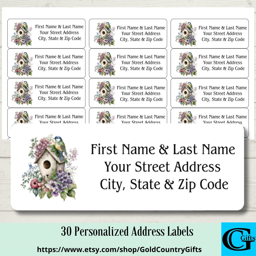 Personalized Address Labels, Vintage Bird House Return Address Labels