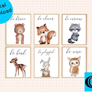 Woodland Nursery Art Prints, Set of 6, Woodland Nursery Décor, Nursery Prints, Nursery Wall Art, Nursery Décor, Forest Nursery, Boys Art
