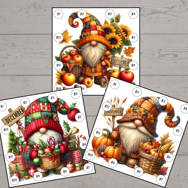 Mini Gnome Monthly Savings Challenge For Cash Envelopes, Savings Challenge Printable, Savings Tracker image 6