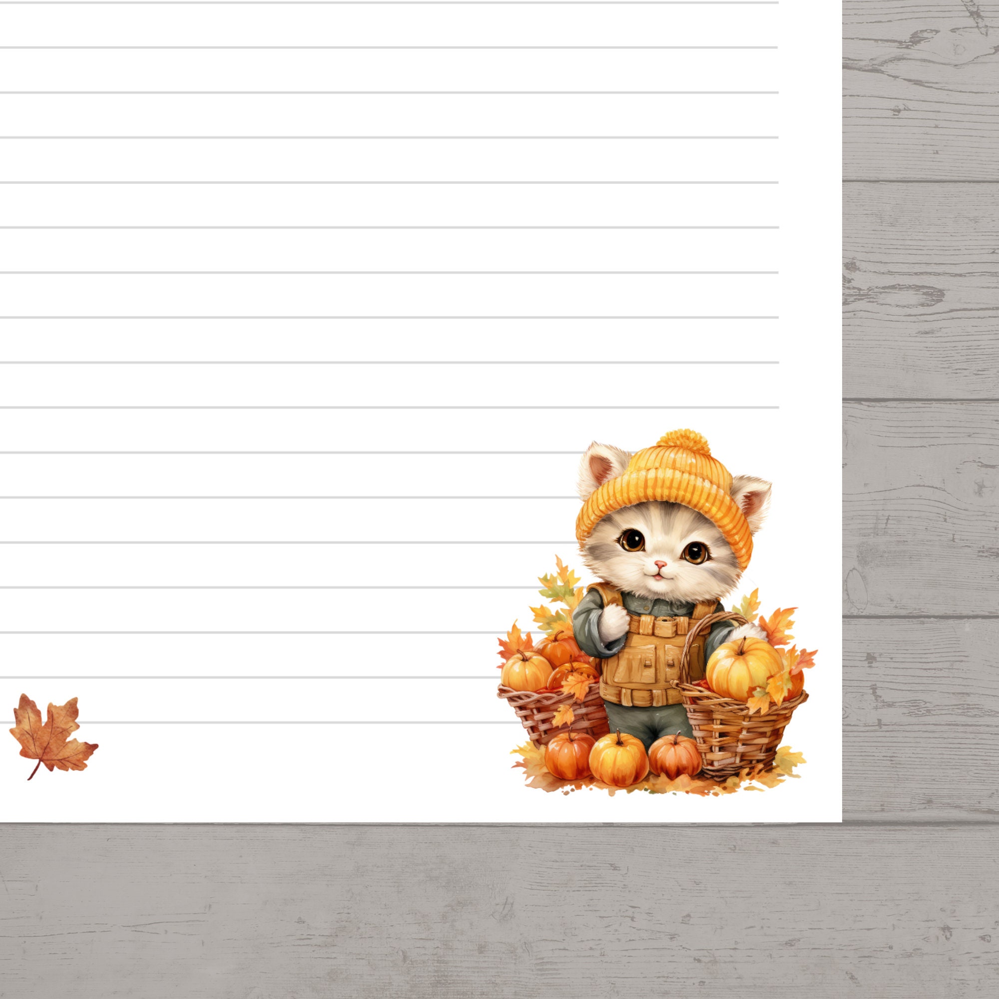 Printable Autumn Stationery Lined Paper, Printable Writing Paper With ...