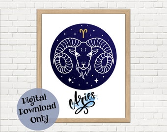 Aries Astrology Zodiac Wall Art Decor Print