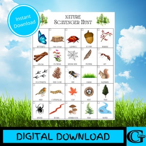 Printable Nature Scavenger Hunt for Kids, Outdoor Scavenger Hunt Game, Outdoor Activity, Yard Games, Kid Activities, Instant Download