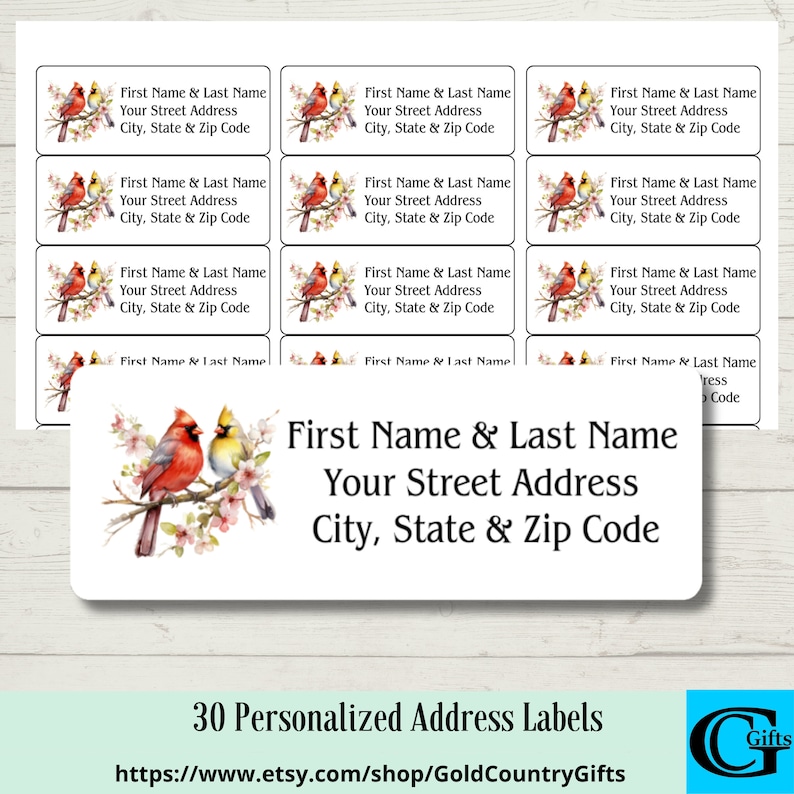 Personalized Address Labels, Cardinals Return Address Labels, Custom ...