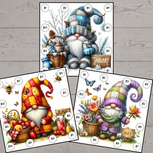 Mini Gnome Monthly Savings Challenge For Cash Envelopes, Savings Challenge Printable, Savings Tracker image 4